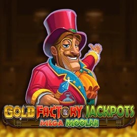 Gold Factory Jackpots Mega Moolah slot logo by Aurum Signature Studios at Bison Casino